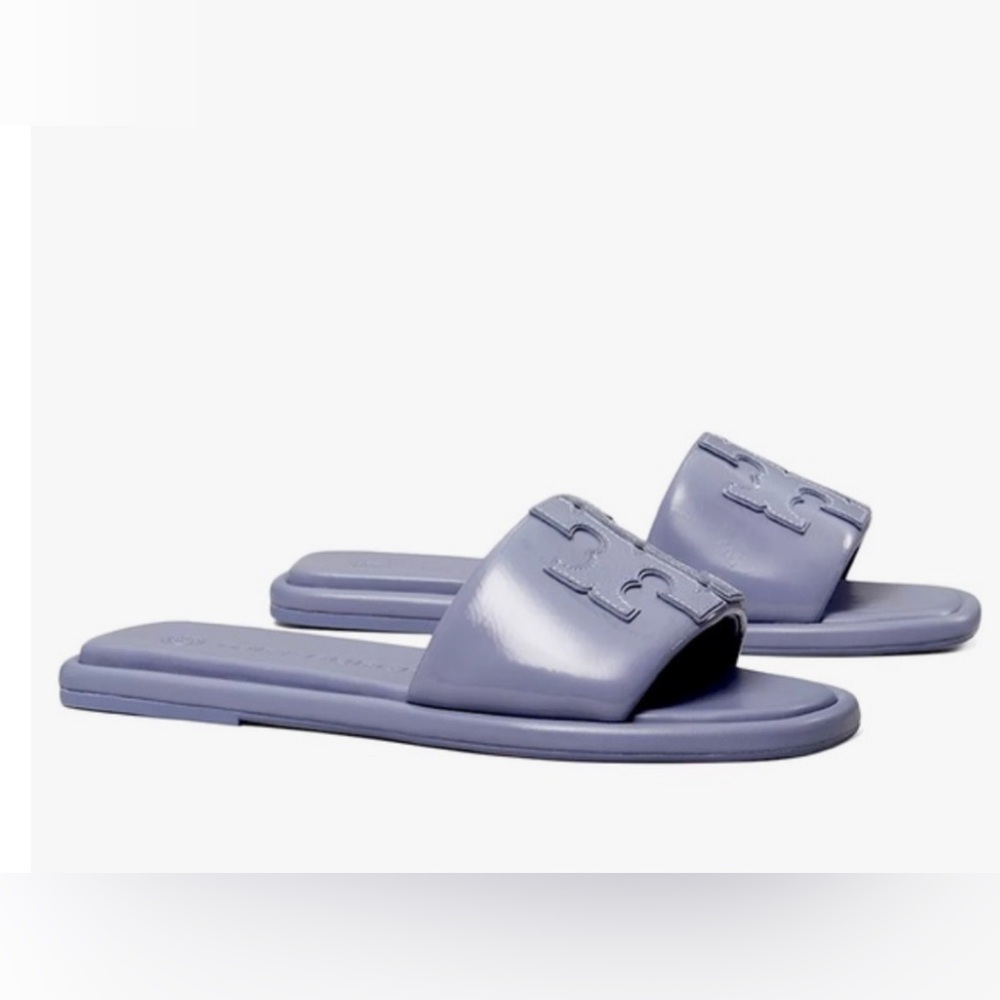 Tory Burch Double T slide sandal blue